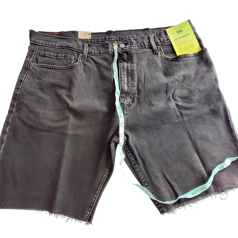 Levis 412 Slim Stretch Black Denim Shorts 9" Inseam Eco Performance Mens Size 40 - Picture 4 of 15